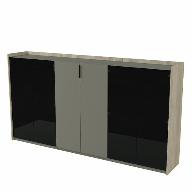 Шкаф средний со стеклом трехсоставный Алсав MAGNETIC 15ШТС.1406 (2636х460х1400) okwood/terra