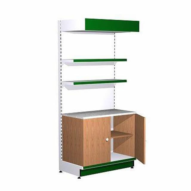 Стеллаж торговый с тумбой Русь MAGMA СК 080 с фризом